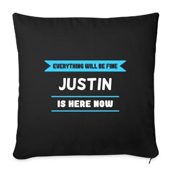 Justin Name Spruch für stolze Justins - Sofakissenbezug 45 x 45 cm - Schwarz - Vorne