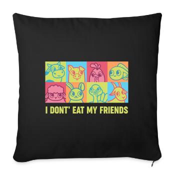 Bunny Goat Cow Friends Design for Vegans - Sofa pillowcase 17,3'' x 17,3'' (45 x 45 cm) - black - Front
