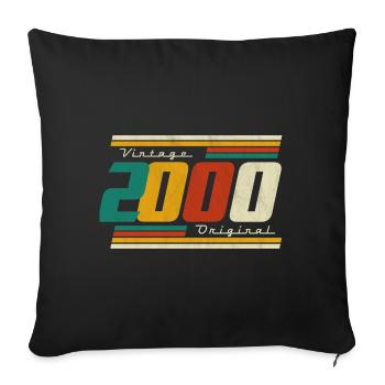 2000 Vintage Vintage Anniversaire Rétro Cadeau - Housse de coussin décorative 45 x 45 cm - noir - Devant