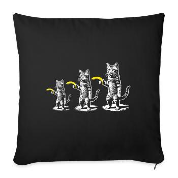 Retro Cat with Banana Meme Funny Retro Women - Sofa pillowcase 17,3'' x 17,3'' (45 x 45 cm) - black - Front