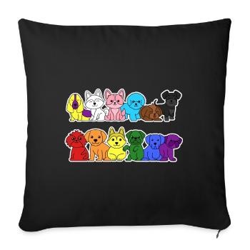 Pride Progress Flag Dogs for Equality - Sofa pillowcase 17,3'' x 17,3'' (45 x 45 cm) - black - Front