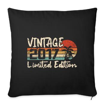 Vintage 2017 Millésime 2017 Cadeau D'anniversaire - Housse de coussin décorative 45 x 45 cm - noir - Devant