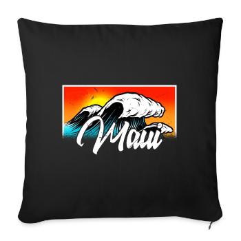 Maui Hawaii Surfing 70s Plage rétro vintage - Housse de coussin décorative 45 x 45 cm - noir - Devant