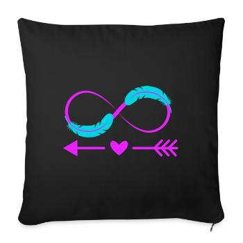 Infinity Sign Love Bow and Feather - Sofa pillowcase 17,3'' x 17,3'' (45 x 45 cm) - black - Front