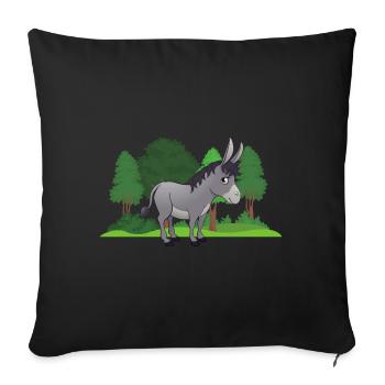 âne forêt cheval mulet amant animal - Housse de coussin décorative 45 x 45 cm - noir - Devant