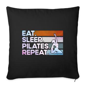 Pilates Manger Sommeil Pilates Cadeau à répéter - Housse de coussin décorative 45 x 45 cm - noir - Devant