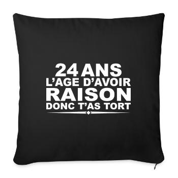 24 ans | Humour Cadeau D’anniversaire 24 ans - Housse de coussin décorative 45 x 45 cm - noir - Devant