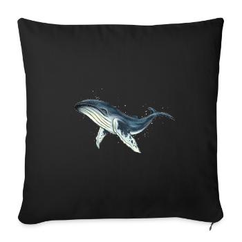 Baleine à bosse Aquarelle Baleine Paquebot en haute mer - Housse de coussin décorative 45 x 45 cm - noir - Devant