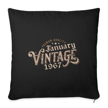 January 1967 | 1967 January Vintage Birthday - Sofa pillowcase 17,3'' x 17,3'' (45 x 45 cm) - black - Front