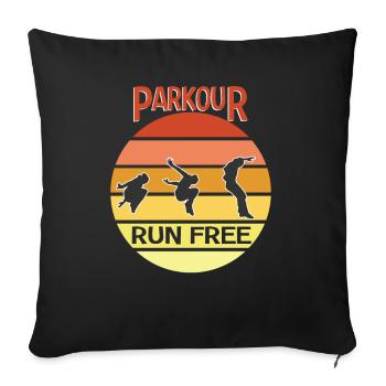 Course de Parkour gratuite - Housse de coussin décorative 45 x 45 cm - noir - Devant