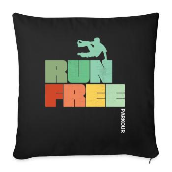 Course de Parkour gratuite - Housse de coussin décorative 45 x 45 cm - noir - Devant