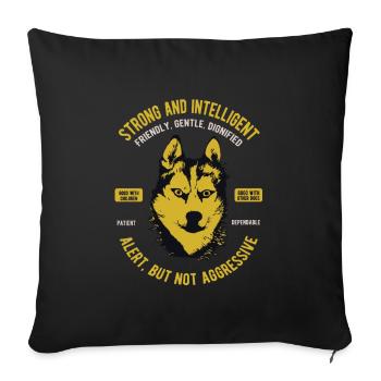 Siberian Husky - Sofa pillowcase 17,3'' x 17,3'' (45 x 45 cm) - black - Front