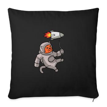 Cool funny astronaut space galaxy cat present gift - Housse de coussin décorative 45 x 45 cm - noir - Devant