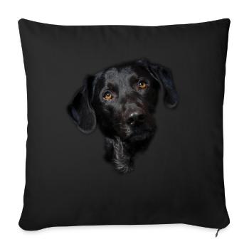 Visage de chien Labrador noir - Housse de coussin décorative 45 x 45 cm - noir - Devant