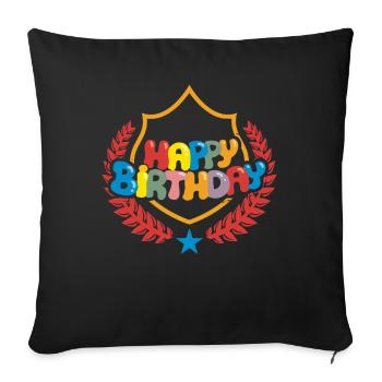 Chemise d'anniversaire - Joyeux anniversaire - Félicitations - Housse de coussin décorative 45 x 45 cm - noir - Devant