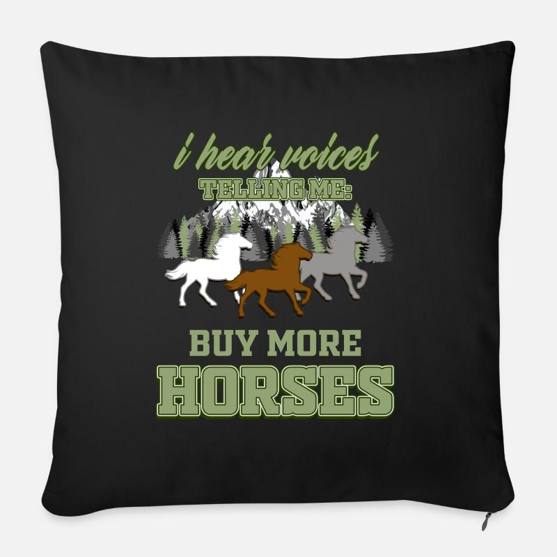 Chevaux d'équitation - Housse de coussin décorative 45 x 45 cm - noir