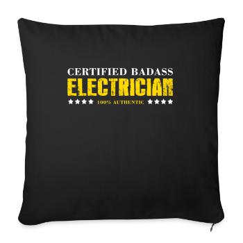 Électricien Électricité Électricité Électricité Cadeau - Housse de coussin décorative 45 x 45 cm - noir - Devant