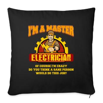 Électricien Électricité Électricité Électricité Cadeau - Housse de coussin décorative 45 x 45 cm - noir - Devant