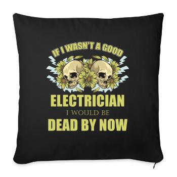Électricien Électricité Électricité Électricité Cadeau - Housse de coussin décorative 45 x 45 cm - noir - Devant