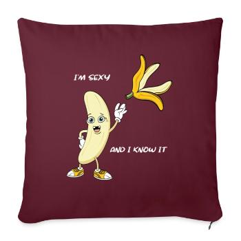 Witziges Bananen Striptease T-Shirt Geschenk - Sofakissenbezug 45 x 45 cm - Burgunderrot - Vorne