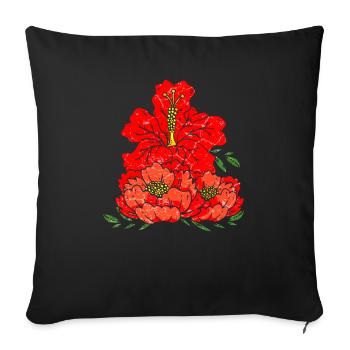 Rote Blumen - Sofakissenbezug 45 x 45 cm - Schwarz - Vorne