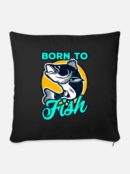 Angeln Angler Fischen Fischer - Sofakissenbezug 45 x 45 cm - Schwarz