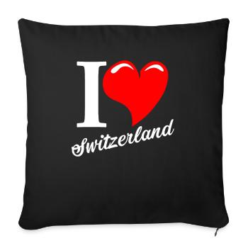 Switzerland Switzerland Love - Sofa pillowcase 17,3'' x 17,3'' (45 x 45 cm) - black - Front