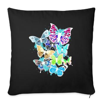 Colorful butterflies - Sofa pillowcase 17,3'' x 17,3'' (45 x 45 cm) - black - Front