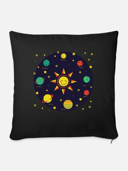 Kinder Sonnensystem Planeten Erde Sonne Jungen Mädchen - Sofakissenbezug 45 x 45 cm - Schwarz