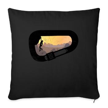 Mousqueton montagne escalade - Housse de coussin décorative 45 x 45 cm - noir - Devant