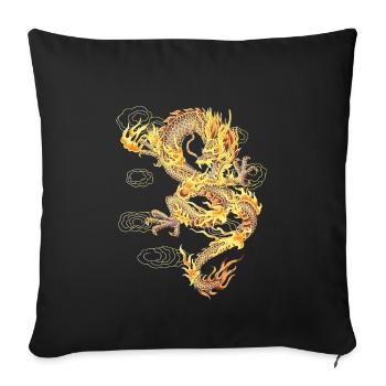 Dragon chinois symbole de puissance et de force - Housse de coussin décorative 45 x 45 cm - noir - Devant