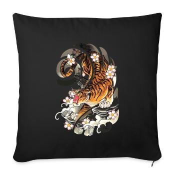 Tatouage Japonais De Style Tigre Traditionnel - Housse de coussin décorative 45 x 45 cm - noir - Devant