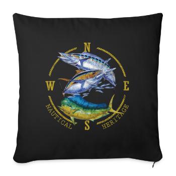 Mahi Mahi Tuna Kingfish Nautical Fishing - Housse de coussin décorative 45 x 45 cm - noir - Devant