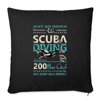 Diving vintage retro shark 200 bar club - Sofa pillowcase 17,3'' x 17,3'' (45 x 45 cm) - black - Front
