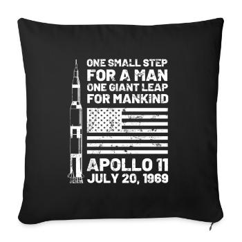 Moon moon landing 1969 Apollo 11 - Sofa pillowcase 17,3'' x 17,3'' (45 x 45 cm) - black - Front