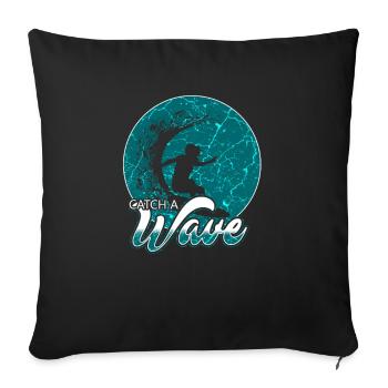 Surfeurs surfant - Housse de coussin décorative 45 x 45 cm - noir - Devant