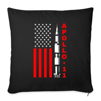 Apollo 11 moon landing USA - Sofa pillowcase 17,3'' x 17,3'' (45 x 45 cm) - black - Front
