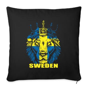 Drapeau de la Suède lion - Housse de coussin décorative 45 x 45 cm - noir - Devant