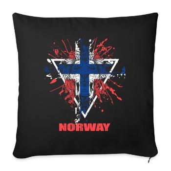Drapeau de la Norvège avec lion - Housse de coussin décorative 45 x 45 cm - noir - Devant