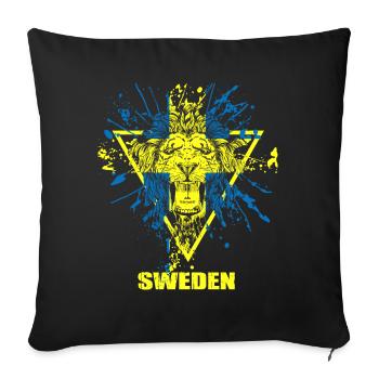 Lion drapeau drapeau suède - Housse de coussin décorative 45 x 45 cm - noir - Devant
