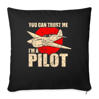 Pilot Flieger Flugzeug Fliegen - Sofakissenbezug 45 x 45 cm - Schwarz - Vorne