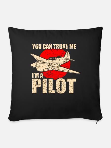 Pilot Flieger Flugzeug Fliegen - Sofakissenbezug 45 x 45 cm - Schwarz