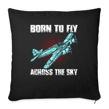 Fliegen Flugzeug Flieger Pilot - Sofakissenbezug 45 x 45 cm - Schwarz - Vorne