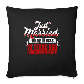 Anniversaire de mariage 10 ans marié - Housse de coussin décorative 45 x 45 cm - noir - Devant
