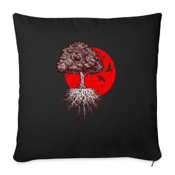 Japan art tree sun - Sofa pillowcase 17,3'' x 17,3'' (45 x 45 cm) - black - Front