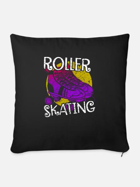 Rollschuhlaufen - Sofakissenbezug 45 x 45 cm - Schwarz