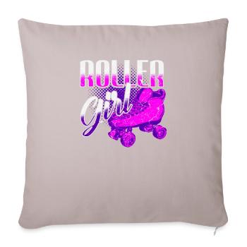 Rollschuhe Frau Mädchen Roller Girl - Sofakissenbezug 45 x 45 cm - helles Taupe - Vorne