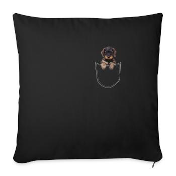 Rough-haired Dachshund Puppy Dachshund Chest Bag Gift825 - Sofa pillowcase 17,3'' x 17,3'' (45 x 45 cm) - black - Front