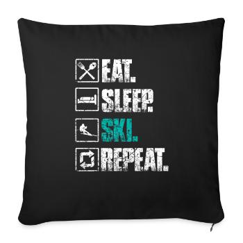 Eat Sleep Ski Repeat - Sofa pillowcase 17,3'' x 17,3'' (45 x 45 cm) - black - Front