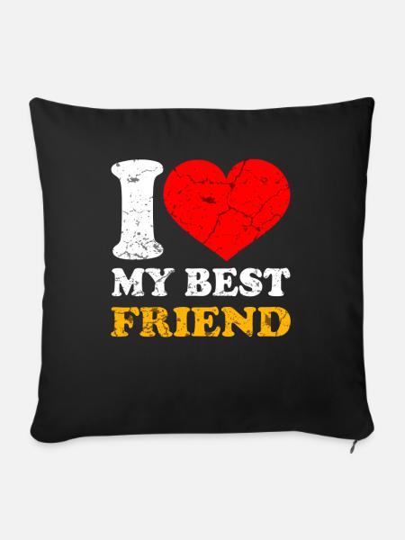 Beste Freunde - Sofakissenbezug 45 x 45 cm - Schwarz